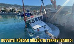 Kuvvetli rüzgar Güllük’te tekneyi batırdı
