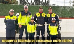Bodrum'da öğrencilere uygulamalı trafik eğitimi