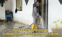 Muğla'nın Seydikemer ilçesinde su basan evlerdeki temizlik çalışmaları sürüyor