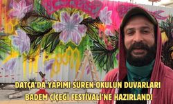 Datça’da yapımı süren okulun duvarları Badem Çiçeği Festivali’ne hazırlandı