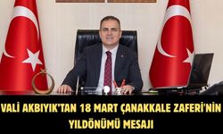 Vali Akbıyık’tan 18 Mart Çanakkale Zaferi'nin yıldönümü mesajı