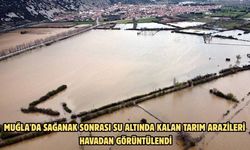 Muğla'da sağanak sonrası su altında kalan tarım arazileri havadan görüntülendi