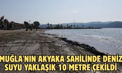 Muğla'nın Akyaka sahilinde deniz suyu yaklaşık 10 metre çekildi