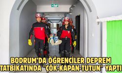 Bodrum’da öğrenciler deprem tatbikatında "çök-kapan-tutun" yaptı