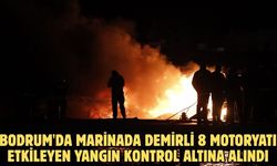 Bodrum'da marinada demirli 8 motoryatı etkileyen yangın kontrol altına alındı