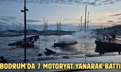 Bodrum'da 7 motoryat yanarak battı