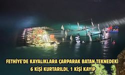Fethiye'de kayalıklara çarparak batan teknedeki 6 kişi kurtarıldı, 1 kişi kayıp