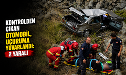 Kontrolden çıkan otomobil, uçuruma yuvarlandı: 2 yaralı