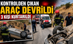 Kontrolden çıkan araç devrildi