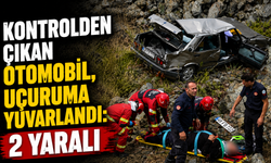 Kontrolden çıkan otomobil, uçuruma yuvarlandı: 2 yaralı