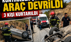 Kontrolden çıkan araç devrildi