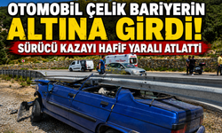 Otomobil çelik bariyerin altına girdi, sürücü kazayı hafif yaralı atlattı