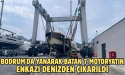 Bodrum'da yanarak batan 7 motoryatın enkazı denizden çıkarıldı