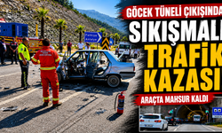 Göcek Tüneli çıkışında sıkışmalı trafik kazası