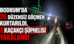 Bodrum'da 26 düzensiz göçmen kurtarıldı, 1 kaçakçı şüphelisi yakalandı