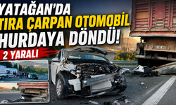 Yatağan'da tıra çarpan otomobil hurdaya döndü: 2 yaralı