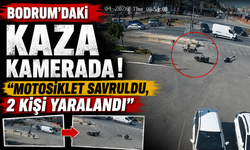 Bodrum'daki kaza kamerada: "Motosiklet savruldu, 2 kişi yaralandı"