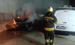 Bodrum'da park halindeki araçta çıkan yangın söndürüldü