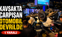 Kavşakta çarpışan otomobil devrildi: 1 yaralı