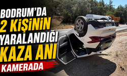 Bodrum’da 2 kişinin yaralandığı kaza anı kamerada