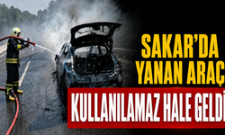 Sakar’da yanan araç kullanılmaz hâle geldi