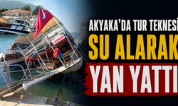 Akyaka’da tur teknesi su alarak yan yattı