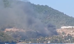 Bodrum'da koyda bulunan konteynerde çıkan yangın söndürüldü