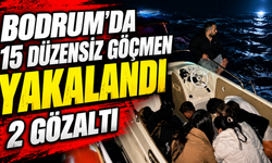 Bodrum'da 15 düzensiz göçmen yakalandı; 2 gözaltı