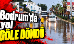 Bodrum'da yol göle döndü