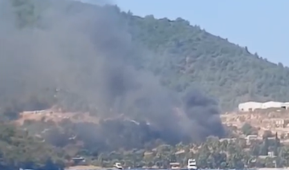 Bodrum'da koyda bulunan konteynerde çıkan yangın söndürüldü