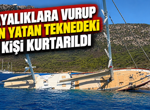 Kayalıklara vurup yan yatan teknedeki 11 kişi kurtarıldı