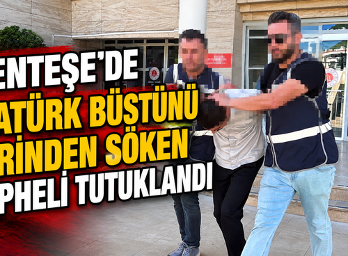 Menteşe'de Atatürk büstünü yerinden söken şüpheli tutuklandı