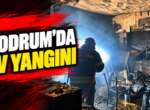 Bodrum'da ev yangını