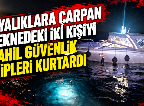 Kayalıklara çarpan teknedeki iki kişiyi Sahil Güvenlik ekipleri kurtardı