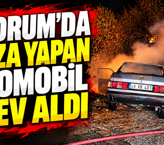 Bodrum’da kaza yapan otomobil alev aldı