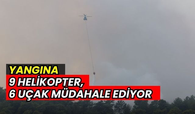 Yangına 9 helikopter, 6 uçak müdahale ediyor