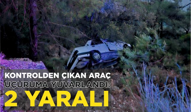 KONTROLDEN ÇIKAN ARAÇ UÇURUMA YUVARLANDI: 2 YARALI