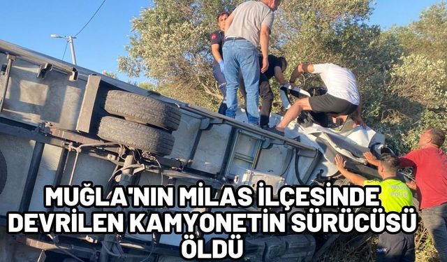 Muğla'nın Milas ilçesinde devrilen kamyonetin sürücüsü öldü