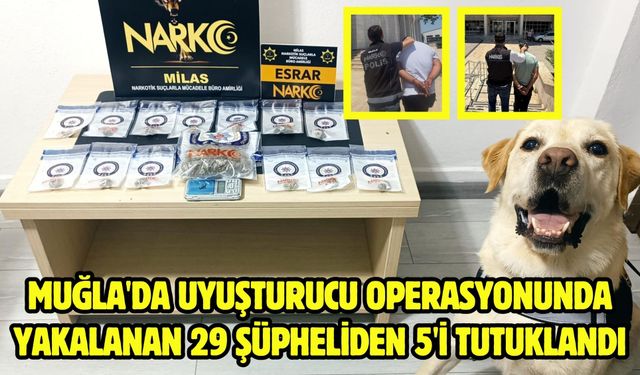 Muğla'da uyuşturucu operasyonunda yakalanan 29 şüpheliden 5'i tutuklandı