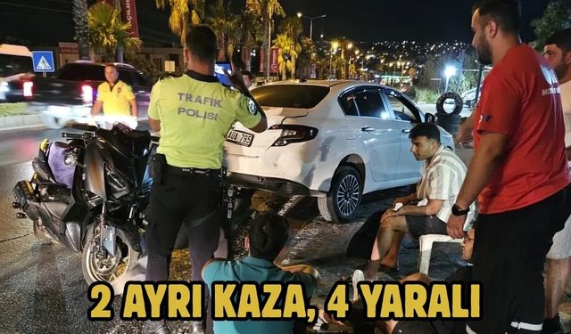 2 Ayrı Kaza, 4 Yaralı