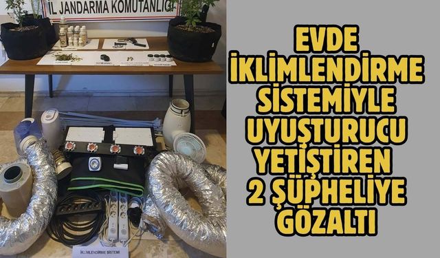 Evde iklimlendirme sistemiyle uyuşturucu yetiştiren 2 şüpheliye gözaltı