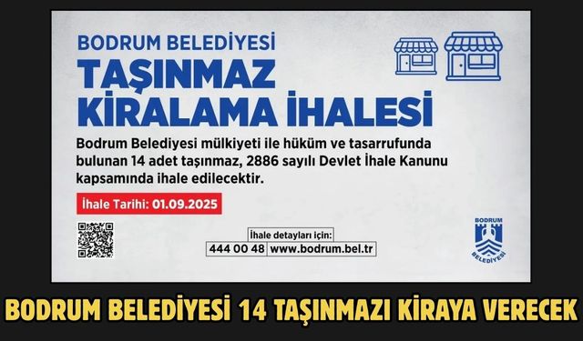 Bodrum Belediyesi 14 Taşınmazı Kiraya Verecek