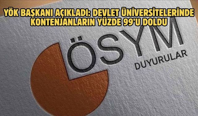 YÖK Başkanı açıkladı: Devlet üniversitelerinde kontenjanların yüzde 99’u doldu