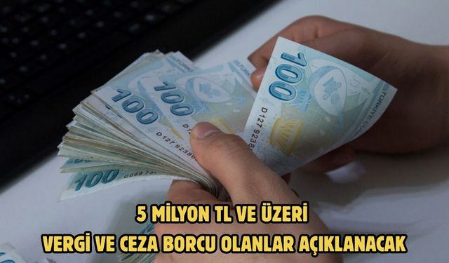 5 milyon TL ve üzeri vergi ve ceza borcu olanlar açıklanacak