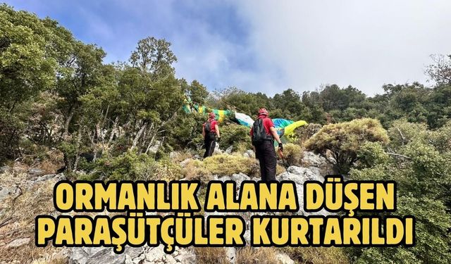 Ormanlık alana düşen paraşütçüler kurtarıldı