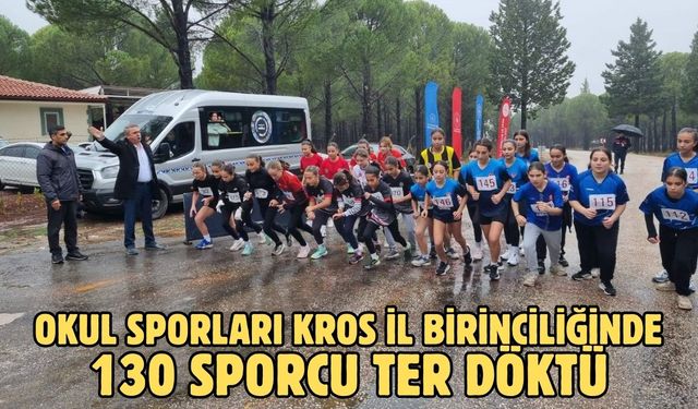 Okul sporları kros il birinciliğinde 130 sporcu ter döktü
