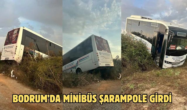 Bodrum’da Minibüs Şarampole Girdi