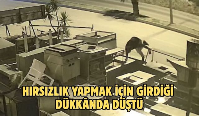 Hırsızlık Yapmak İçin Girdiği Dükkânda Düştü