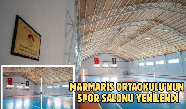 Marmaris Ortaokulu'nun spor salonu yenilendi