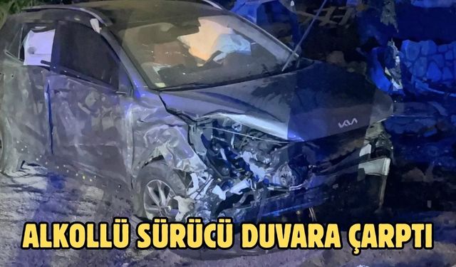 ALKOLLÜ SÜRÜCÜ DUVARA ÇARPTI